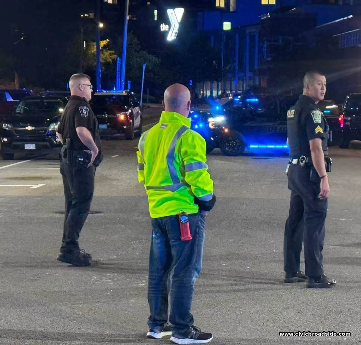 First responders at the scene of the Dartmouth Street closure