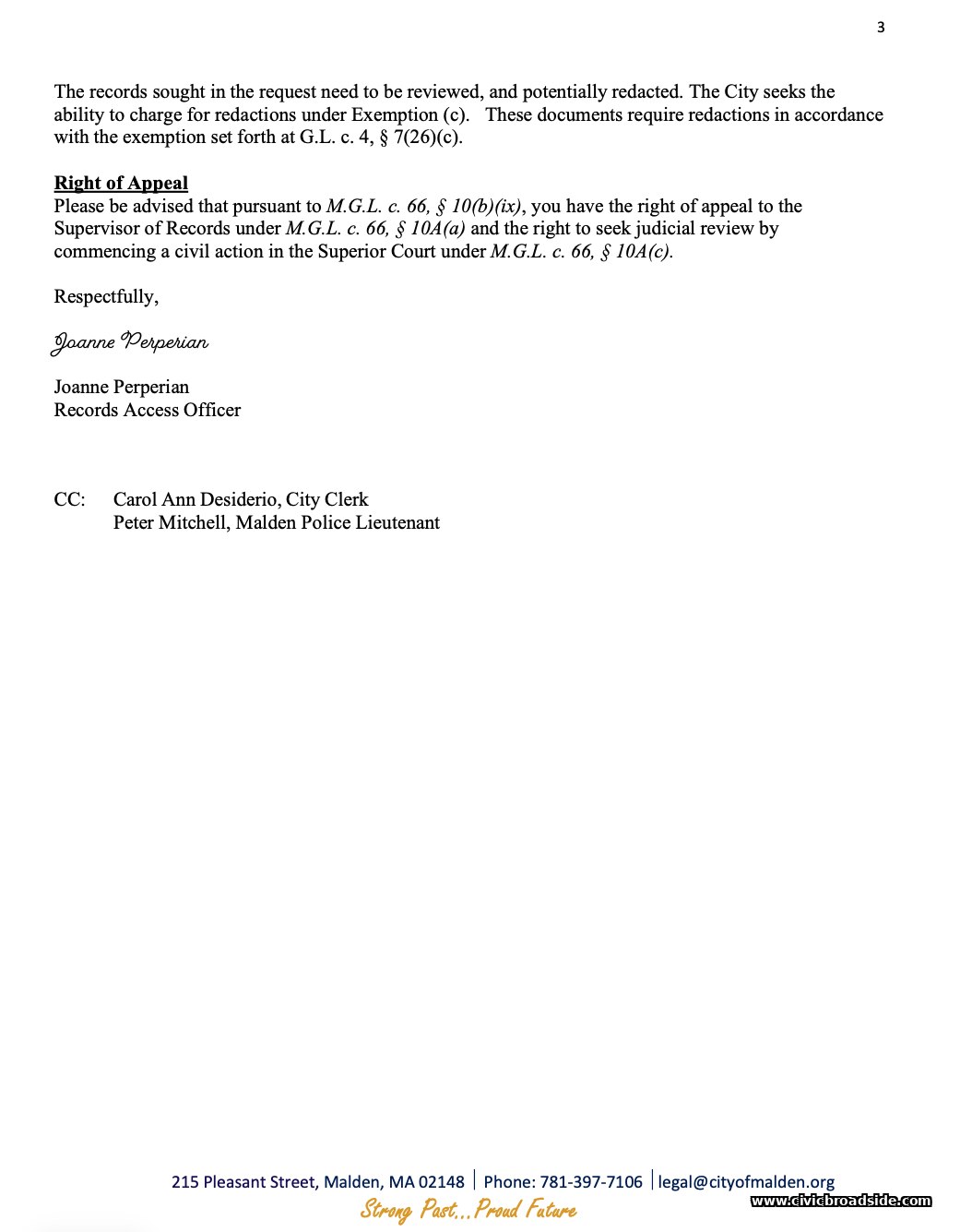 Third page of the City Legal Department's fee and time petition.