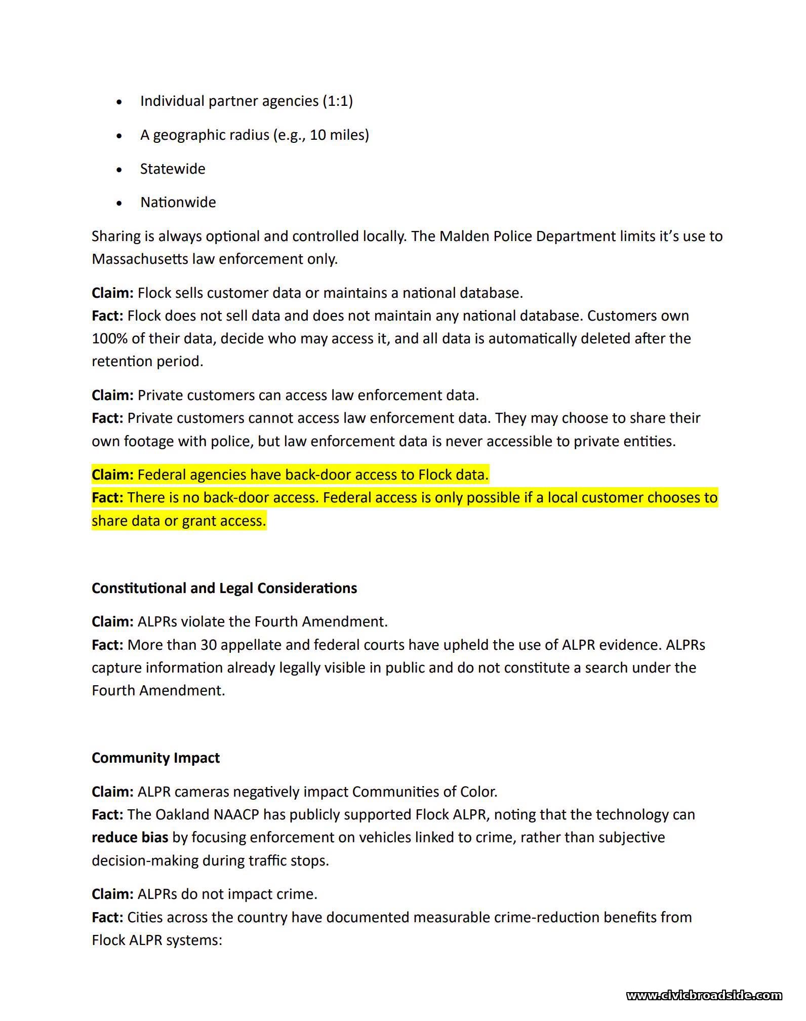 Memo from Chief Glenn T. Cronin to the Malden City Council, page 2
