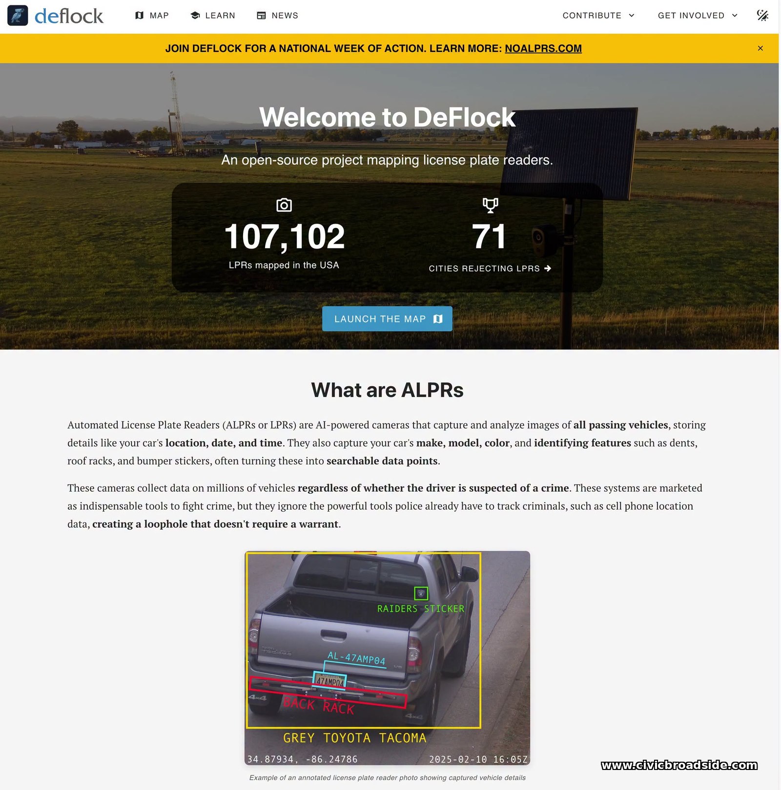 The DeFlock.org homepage