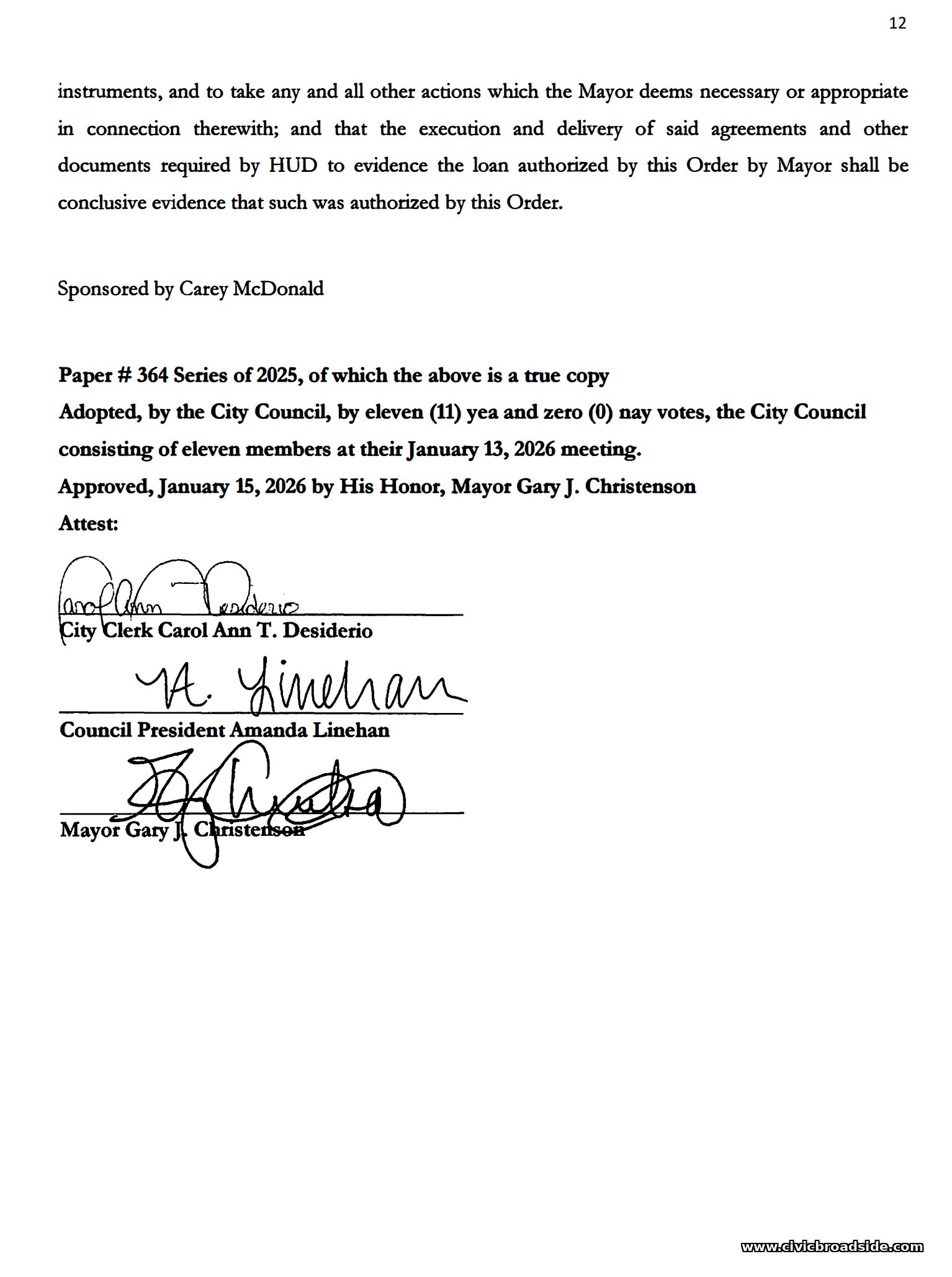 Mayor's HUD Section 108 borrowing request, page 2