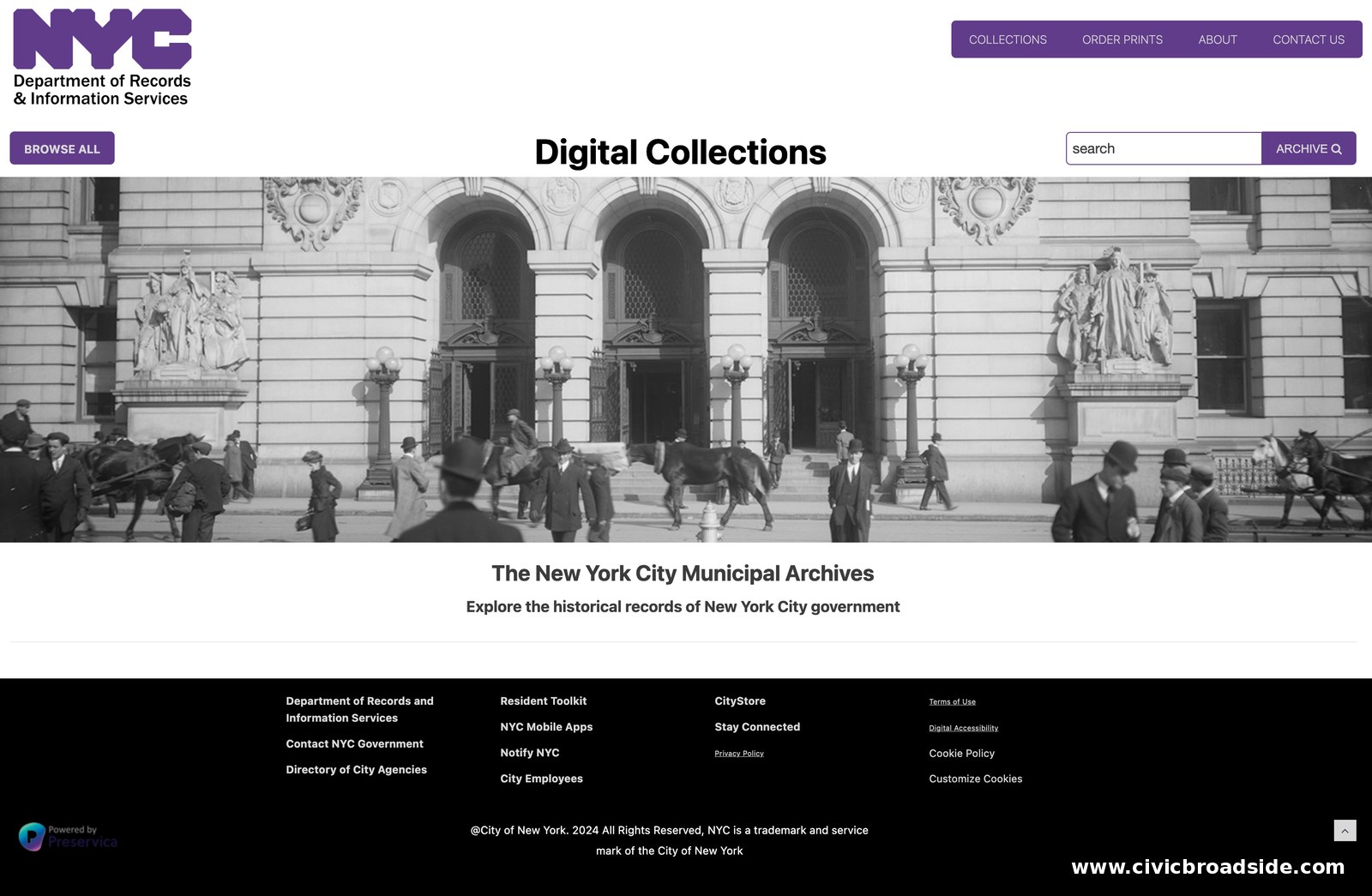 NYC Municipal Archives Digital Collections homepage